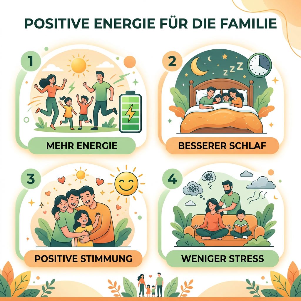 Positive Energie im Familienalltag: Frequenztechnologie für zu Hause 1 Infografik: 4 Vorteile von Quantenfeld-Technologie für Familien