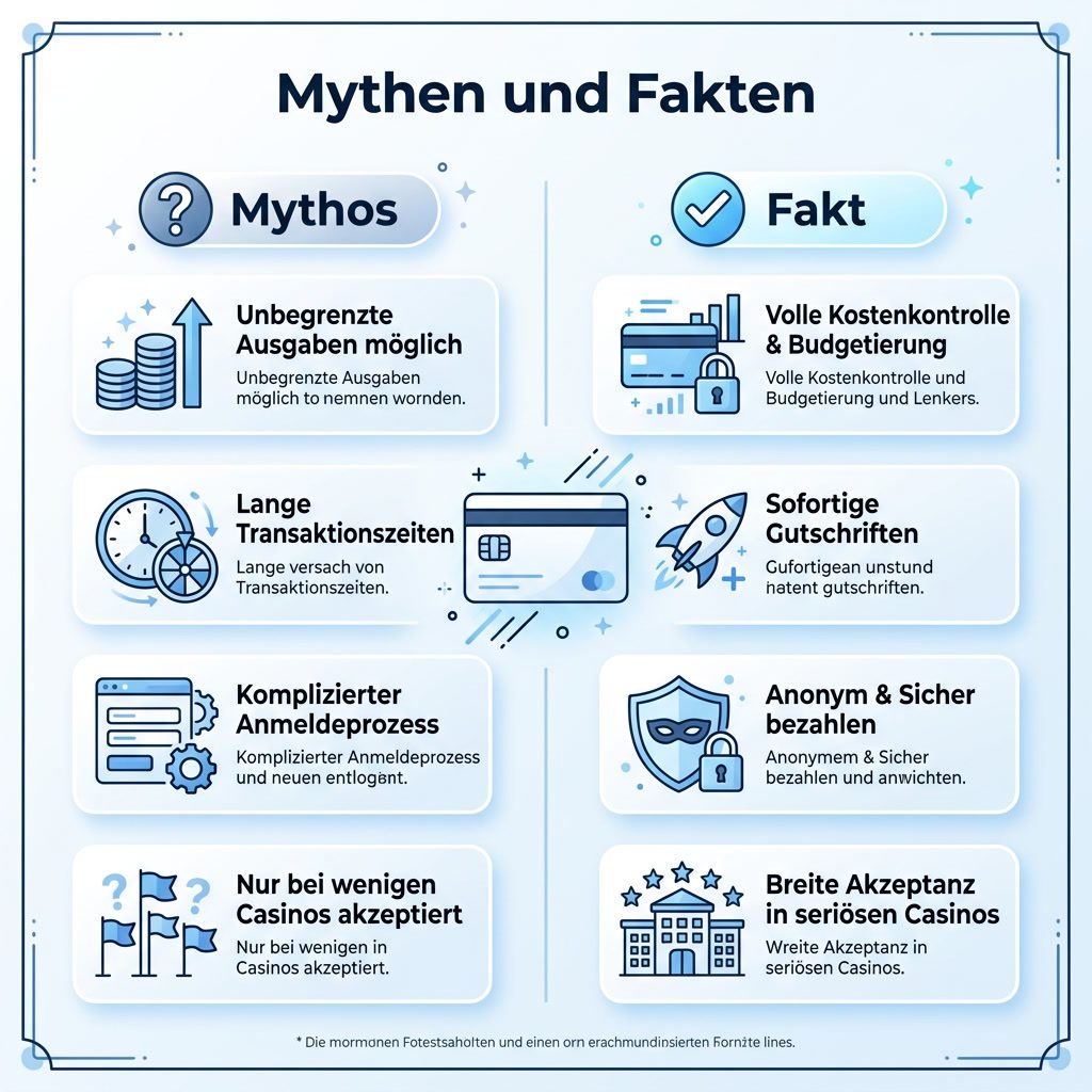 Online Casino mit Paysafe: Mythen & Fakten 2 Infografik: Mythen und Fakten zu Prepaid-Zahlungen im Casino